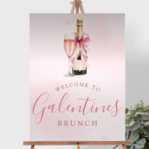 Champagne Pink Bow Galentines Brunch Welcome Foam Board