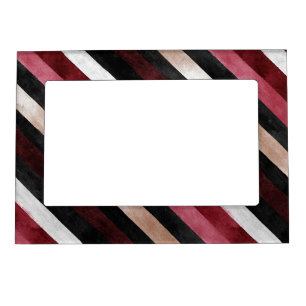 Champagne Pink Burgundy Black Stripes   Magnetic Frame