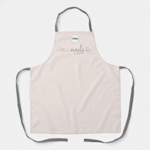 Champagne Pink Employee Your Logo Nail Tech Salon Apron