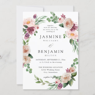 Champagne & Pink Floral 4 Invitation