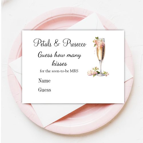 Champagne Pink Floral Bridal Shower Wedding Game  Enclosure Card