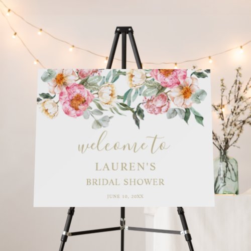 Champagne Pink Floral Bridal Shower Welcome Sign