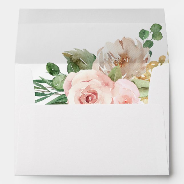 Champagne & Pink Floral  Envelope (Back (Bottom))