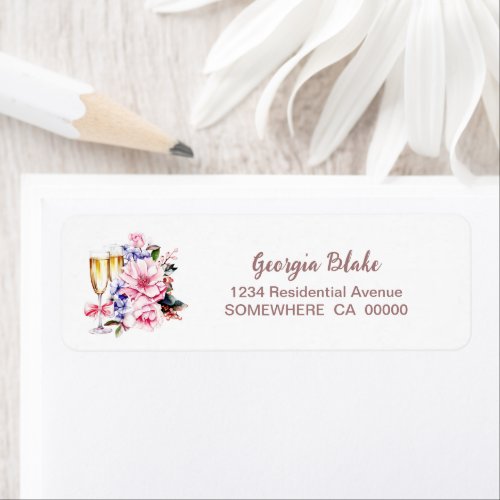 Champagne Pink Floral Return Address Label