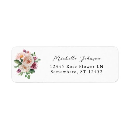 Champagne  Pink Floral Return Address Label 3