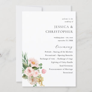 Champagne & Pink Floral Wedding Ceremony Program