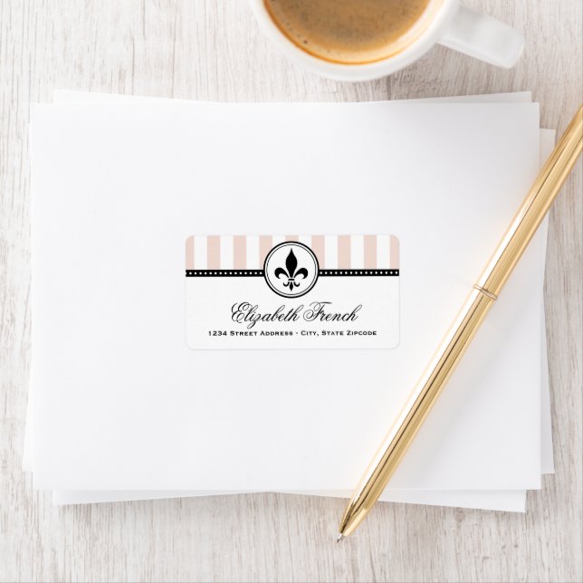 Champagne Pink French Fleur De Lis Address Label (Insitu)