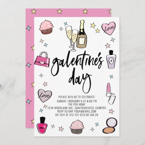 Champagne Pink Galentines Day Party Invitation