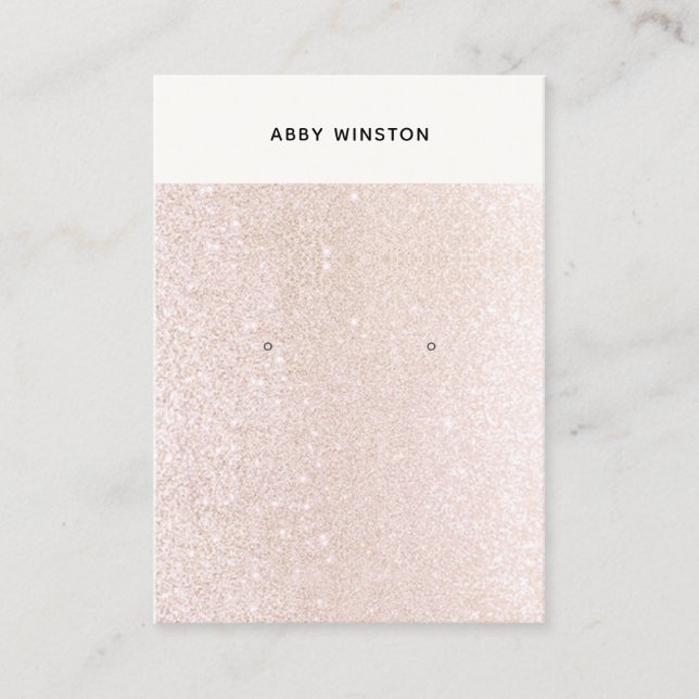 Champagne Pink Glitter Earring Display Business Card (Front)