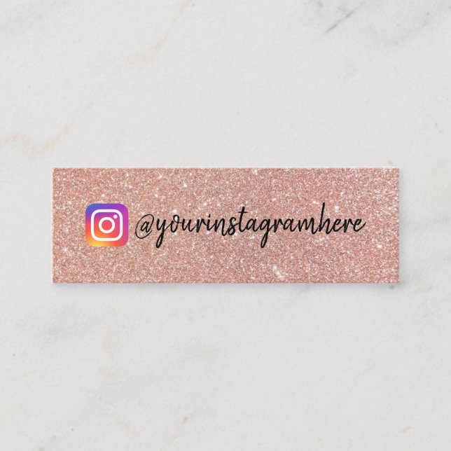 Champagne Pink Glitter Instagram Mini Business Card (Front)