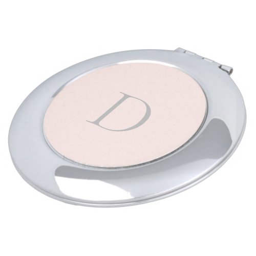 Champagne Pink Initial Simple Bridesmaid Gift  Compact Mirror