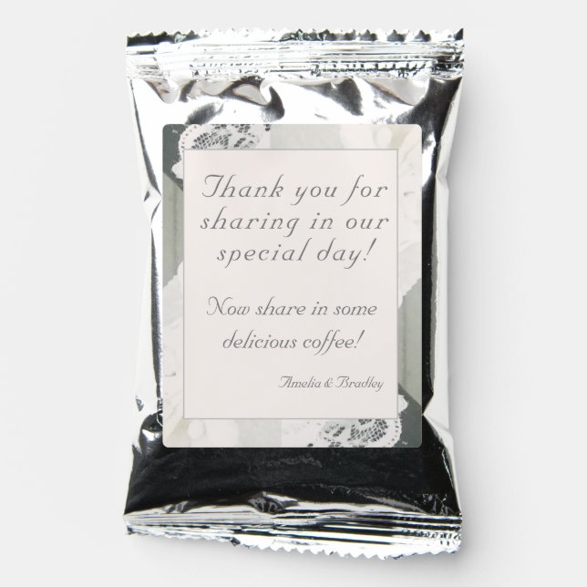 Champagne Pink Lace Wedding Favor Drink Mix (Front)