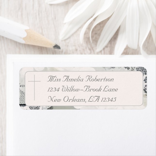 Champagne-Pink Lace Wedding Label (Insitu)
