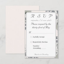Champagne-Pink Lace Wedding Response Card