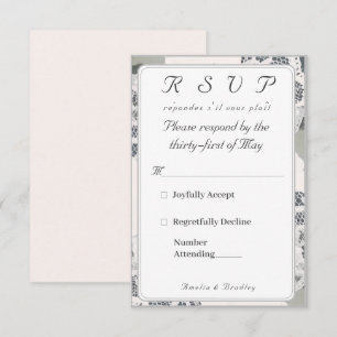 Champagne-Pink Lace Wedding Response Card
