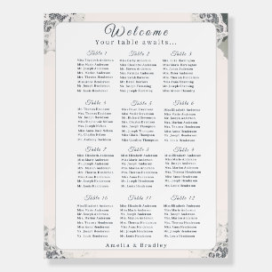 Champagne-Pink Lace Wedding Seating Chart Foam Board