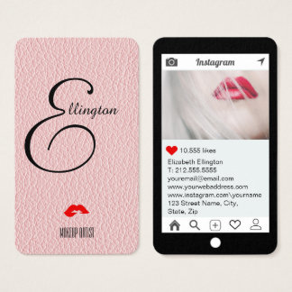 Instagram Style Business Cards Templates Zazzle Champagne Pink Mock Leather Instagram Style Business Card