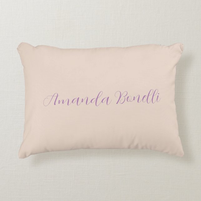 Champagne Pink Plain Simple Minimalist Modern Accent Pillow (Front)