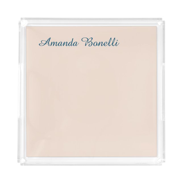 Champagne Pink Plain Simple Minimalist Modern Acrylic Tray (Front)