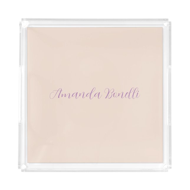 Champagne Pink Plain Simple Minimalist Modern Acrylic Tray (Front)