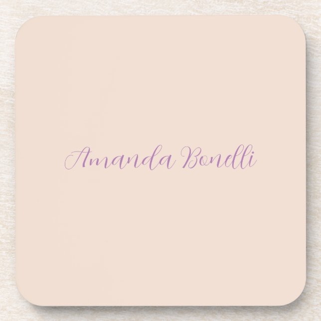 Champagne Pink Plain Simple Minimalist Modern Beverage Coaster (Front)