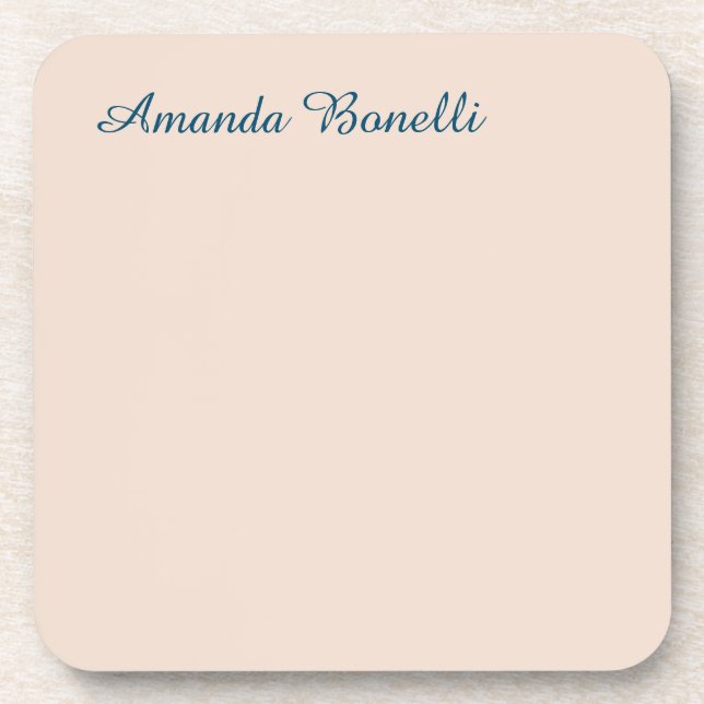 Champagne Pink Plain Simple Minimalist Modern Beverage Coaster (Front)