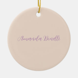 Champagne Pink Plain Simple Minimalist Modern Ceramic Ornament