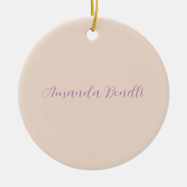 Champagne Pink Plain Simple Minimalist Modern Ceramic Ornament (Front)