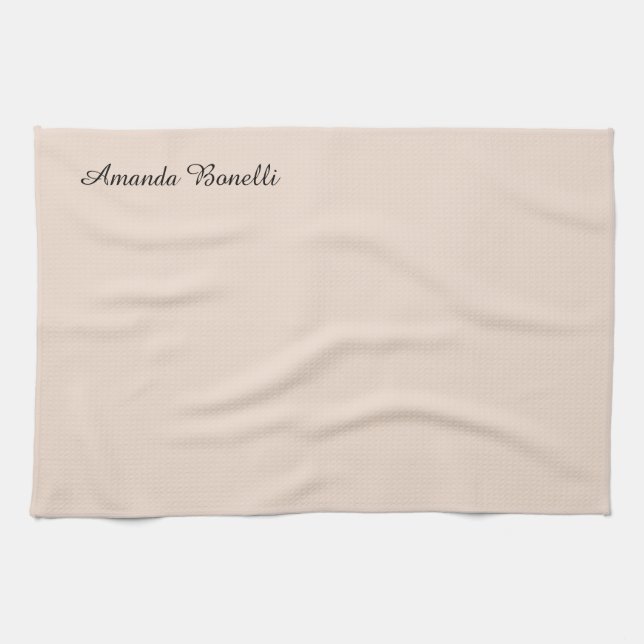 Champagne Pink Plain Simple Minimalist Modern Kitchen Towel (Horizontal)