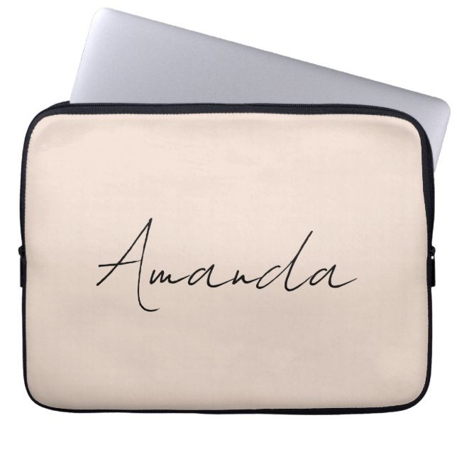 Champagne Pink Plain Simple Minimalist Modern Laptop Sleeve (Front)