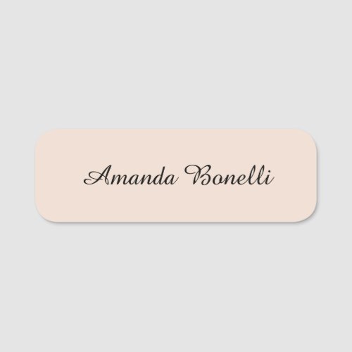 Champagne Pink Plain Simple Minimalist Modern Name Tag