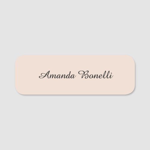 Champagne Pink Plain Simple Minimalist Modern Name Tag