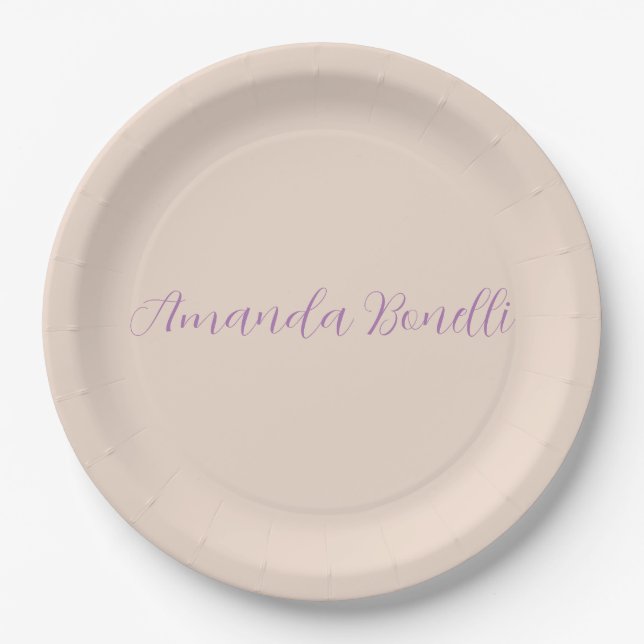 Champagne Pink Plain Simple Minimalist Modern Paper Plates (Front)