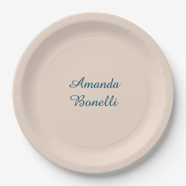 Champagne Pink Plain Simple Minimalist Modern Paper Plates (Front)