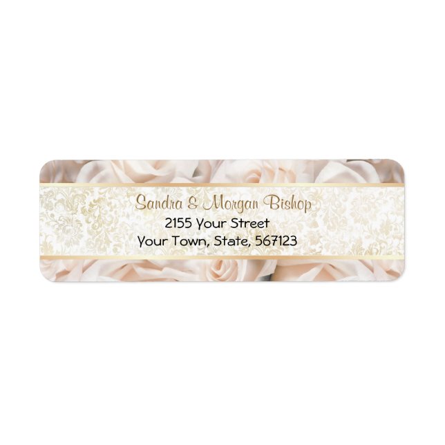 Champagne Pink Rose Elegance -  Address Label Slim (Front)