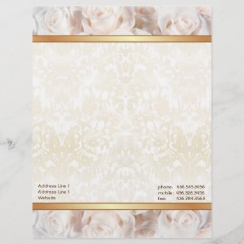 Champagne Pink Rose Elegance Letterhead by SpiceTree_Weddings at Zazzle