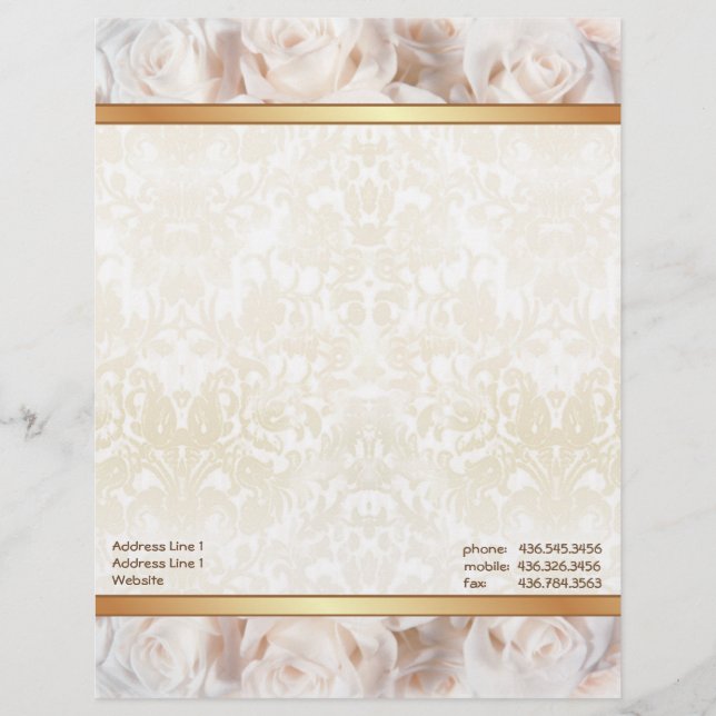 Champagne Pink Rose Elegance Letterhead (Front)