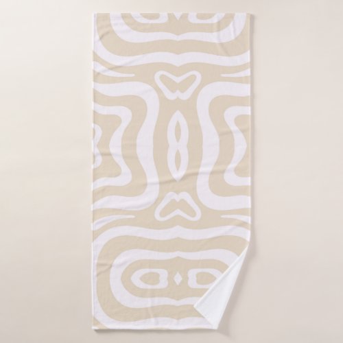 Champagne Pink White Abstract Wavy Bath Towel
