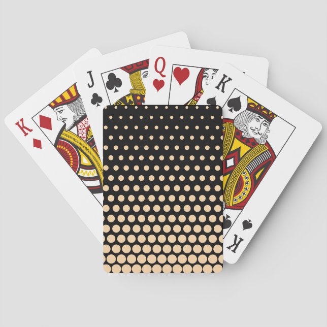 Champagne Polka Dot Modern Black Poker Cards (Back)