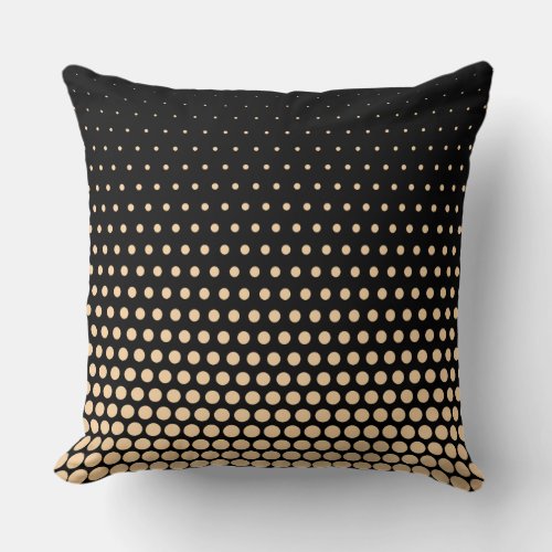 Champagne Polka Dot Modern Black Throw Pillow