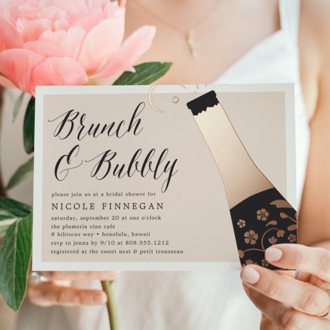 Champagne Pop Bridal Shower Brunch Foil Invitation (Creator Uploaded)