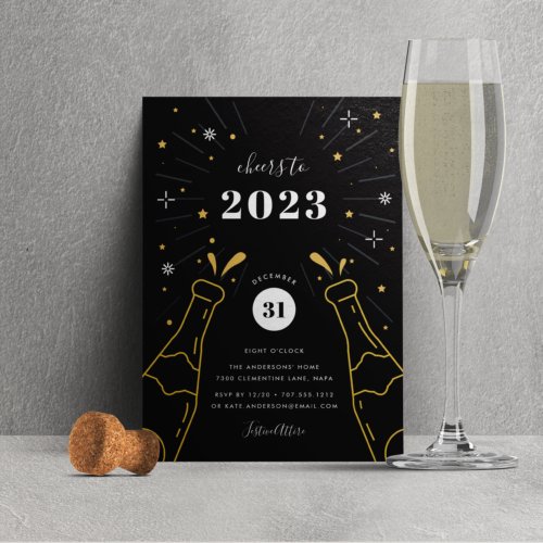Champagne Pop  New Years Eve Party Invitation