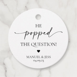 Champagne Popped the Question Engagement Favor Tag