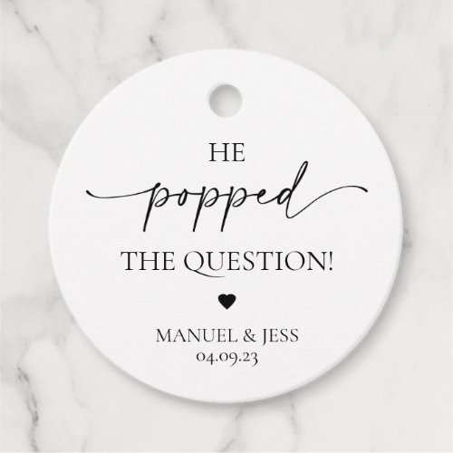 Champagne Popped the Question Engagement Favor Tag