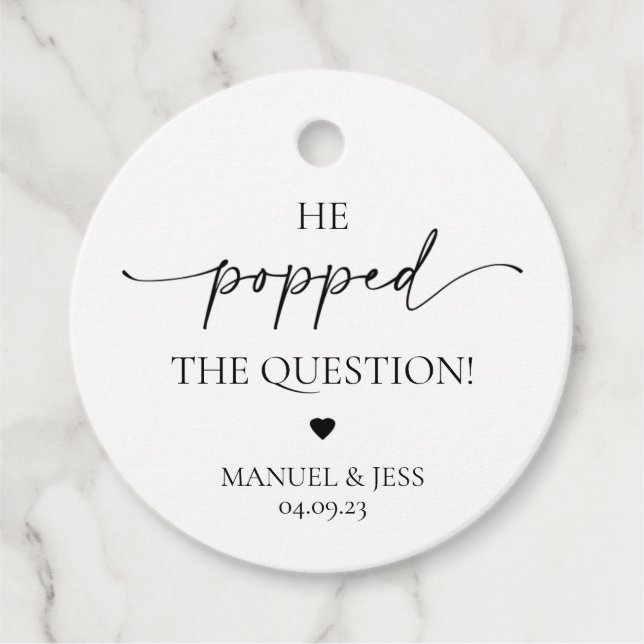 Champagne Popped the Question Engagement Favor Tag (Front)