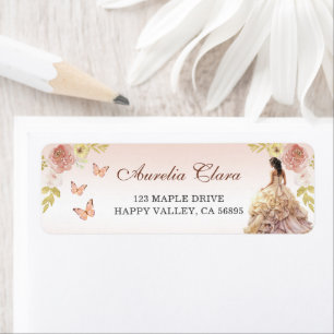 Champagne Princess Dress Quinceañera Birthday Label