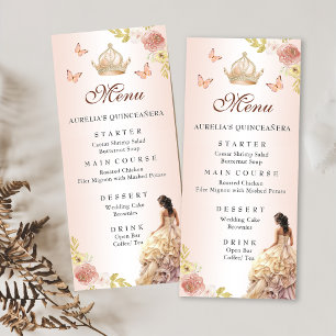 Champagne Princess Dress Quinceañera Birthday Menu