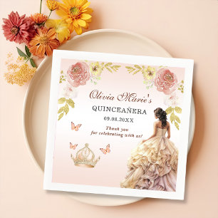 Champagne Princess Dress Quinceañera Birthday Napkins