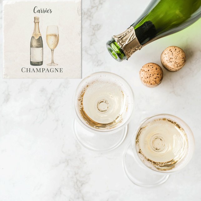 Champagne Prosecco Lover Name  Stone Coaster (personalized champagne stone coaster with custom name)