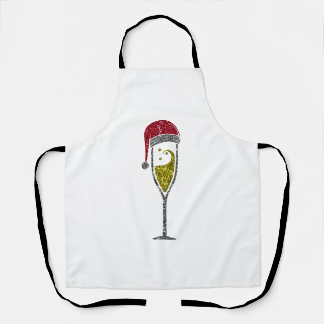 Champagne Prosecco sparkling Christmas Winter Apron (Front)